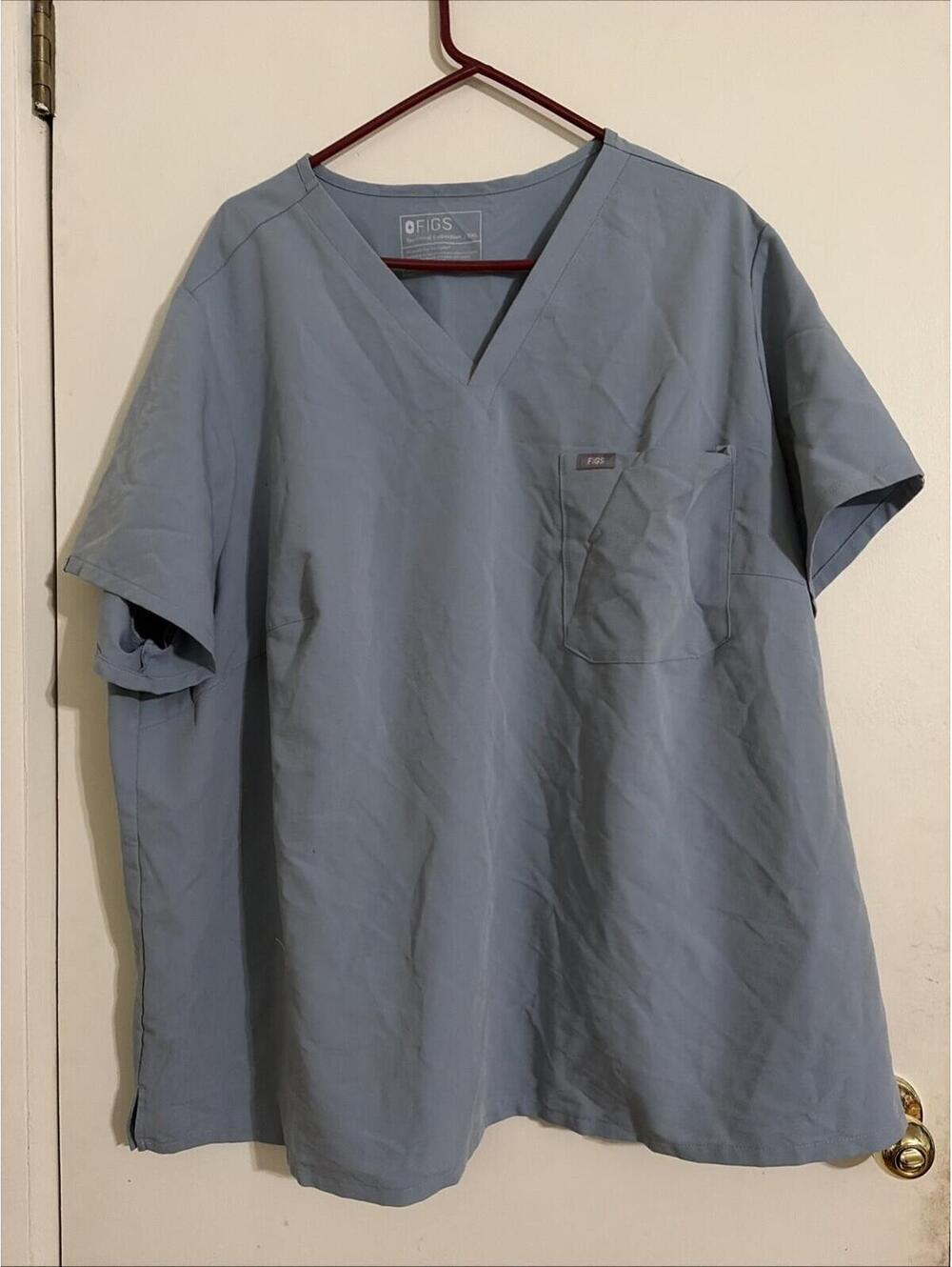 Figs scrub V-neck baby blue scrub Shirt 6x
